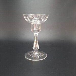 Vintage Crystal Candlestick Holder With Etched Design & Elegant Cut